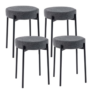 Costway Bar Stools Set of 4 Home Upholstered Stools with Metal Legs & Anti-slip Foot Pads Dark Grey/Light Grey/Beige - 1 of 4