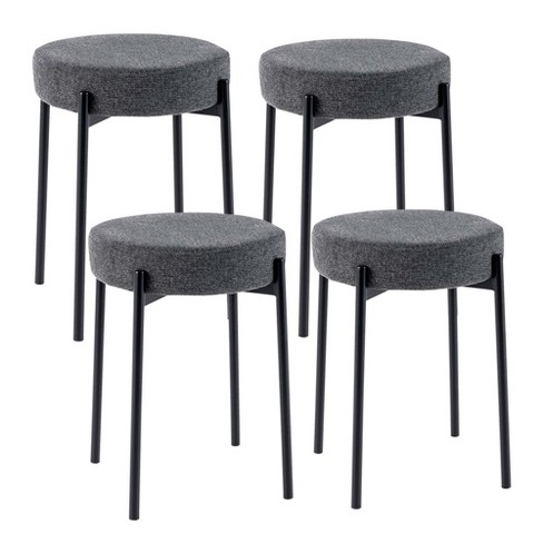 Costway Bar Stools Set of 4 Home Upholstered Stools with Metal Legs & Anti-slip Foot Pads Dark Grey/Light Grey/Beige - image 1 of 4