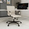LeisureMod Harris Faux Leather Office Chair, Adjustable Height and Swivel Seat with Black Iron Frame, Modern Conference Seating for Home or Office - 2 of 4