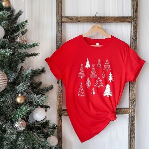 Simply Sage Market Women's Christmas Tree Botanical Short Sleeve Graphic Tee - 1 of 2