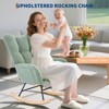 Rocking Nursery Chair, Upholstered Glider Rocker for Mom Nursery, Recliner Armchair with High Backrest & Wood Base and Side Pocket - 3 of 4