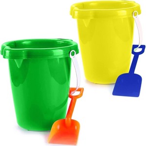 4E's Novelty 7" Beach Buckets and Shovels Set for Kids - Strong Large Sand Bucket for Toddler Beach Toys for Kids 3-10, Sand Toys for Kids 6-10 - 1 of 4