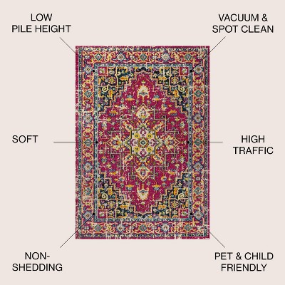 Brooklyn Red and Pink Synthetic Medallion 4' x 6' Area Rug