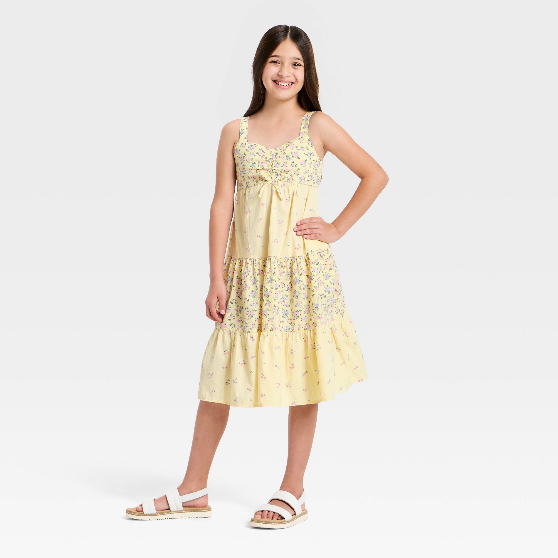 Girls' Woven Seersucker Midi A-Line Dress - Cat & Jack™