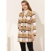 Allegra K Women's Notched Lapel Double Breasted Winter Plaids Overcoat - 2 of 4