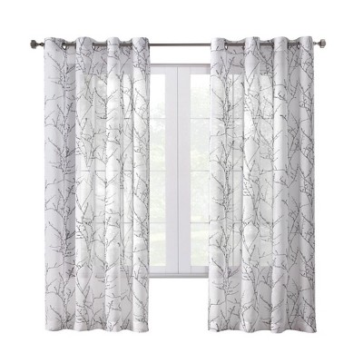 Habitat Liberty Whimsical Branch Motif Light Filtering Grommet Curtain Panel for Livingroom White
