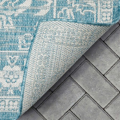 Lia Blue Oriental Synthetic 8' x 10' Easy-Care Outdoor Rug