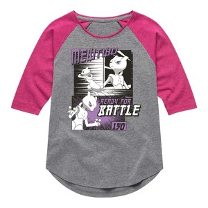 Girls' - Pokémon - Mewtwo Ready For Battle Shirt Tail Raglan Graphic T-shirt - 1 of 4