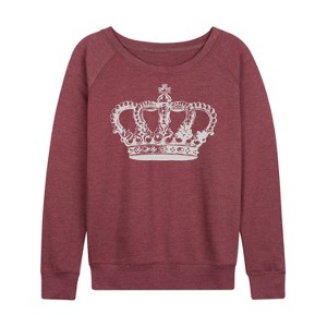 Women's - Instant Message - Antique Crown Lightweight French Terry Wide Neck Long Sleeve Graphic Shirt - 1 of 4