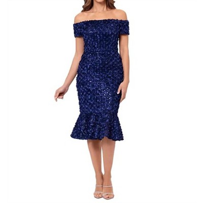 Women's Off The Shoulder Lace Fit And Flare Dress - Xscape