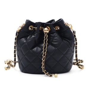Adornia Black Cushion Quilted Gold Chain Adjustable Crossbody Bag