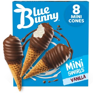 Blue Bunny Mini Swirls Vanilla Mini Ice Cream Cones - 2.25 fl oz /8pk - 1 of 4