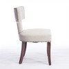 Two-piece dining chair set, linen hardwood frame kitchen side chairs with curved backs and wooden legs - 3 of 4