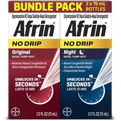 Afrin Original & Night Nasal Spray Bundle Pack - 2x15ml