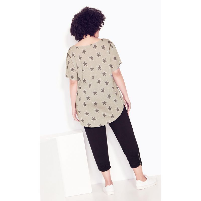Women's Plus Size Flutter Sleeve Print T-Shirt  - Star Grey | ZIM & ZOE, 2 of 4