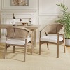 Christopher Knight Home Set of 2 Emery Rubberwood Upholstered Dining Chairs with Cane Designed Curved Back Light Ash - 2 of 4