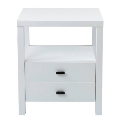 Westwood Modern White Solid Wood 2-Drawer Nightstand