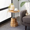 Olivia & May Contemporary Teak Wood Pedestal Accent Table Brown: Round, No Assembly, Small Table - image 2 of 4