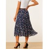 INSPIRE CHIC Women's Floral Elastic Waist Tiered Ruffle Boho Midi Skirts - 4 of 4