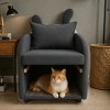 Mshliw Pet-Friendly Armchair with Built-In Hideaway, Rabbit-Ear Backrest, Scratch-Resistant Fabric, Side Pocket and Cushion, Single Sofa, for Seating - 2 of 4