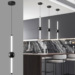 POWLIG 3.93 Inch Modern LED Pendant Light with Dimmable & Height Adjustable Black Ceiling Fixture - 1 of 4
