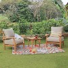 Cambridge Casual 3pc Caterina Teak Outdoor Patio Small Space Chat Furniture Set with Cushion Beige: Weather-Resistant, 2 Arm Chairs - 2 of 4