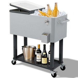 Karl Home 80 QT Sliver Outdoor Rolling Cooler Cart - 1 of 4