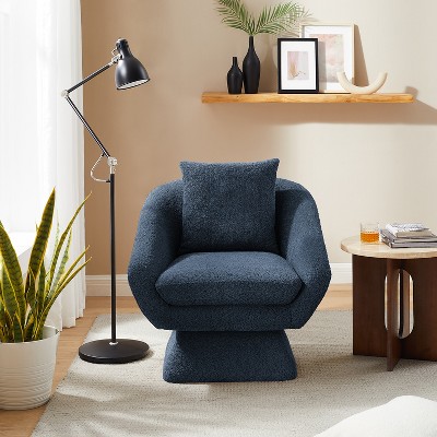 MINIMORE Modern Style 30.3" W Swivel Barrel Chair with Pyramid base