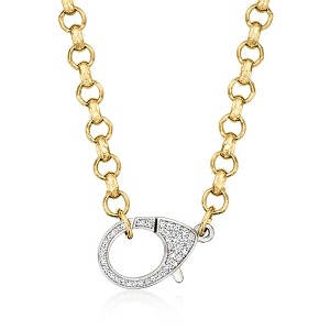 Ross-Simons Italian 0.50 ct. t.w. CZ Oversized Lobster Clasp Necklace in Sterling Silver and 18kt Gold Over Sterling - 1 of 3