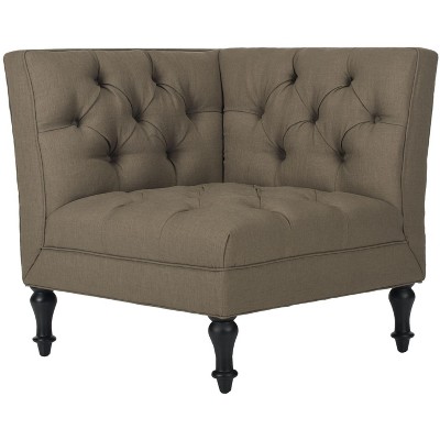 Olive Tufted Linen Polyester Accent Chair with Spindle Legs