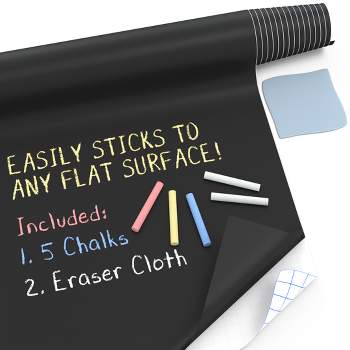 Kassa Large Chalkboard Adhesive Paper Roll - 1.4' x 8' - 5 Chalks Included 