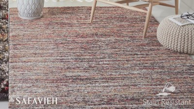 Ivory and Dark Grey Abstract Shag Rug, 4' x 6'