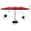 Costway 15FT Double-Sided Twin Patio Umbrella Outdoor Market W/ Crank & Base Grey\Coffee\Turquoise\Beige\Orange\Wine - 3 of 4