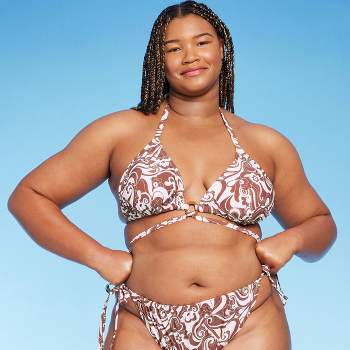 Women's Lace-up Grommet Bralette Bikini Top - Wild Fable™ Brown : Target