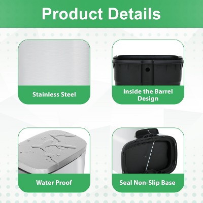 Brushed Stainless Steel 8 Gallon Step Trash Can with Soft-Close Lid