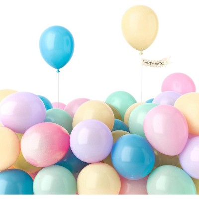 PartyWoo Balloons Pastel Rainbow Color 5 Inch 50 pcs
