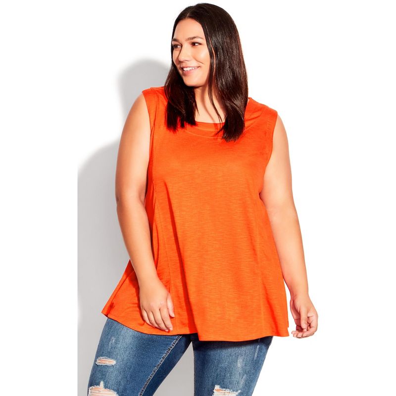 Women's Plus Size Fit N Flare Tank - orange | AVENUE, 1 of 7