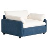 NicBex Couches for Living Room Modern Single Sofa Chair Chenille Upholstered Wide and Deep Seat Accent Armchair with Fluffy Pillows, Blue+Cream - 2 of 4