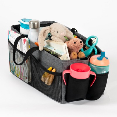 Image of Diono Travel Pal XL Back Seat Car Organizer, 12 Compartments, Insulated Drink Holder, Carry Handles, Gray