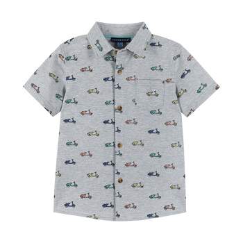 Andy & Evan Toddler Boys Sports Print Short Sleeve Knit Buttondown Grey,  Size 5t. : Target