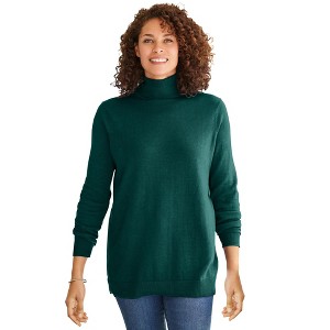 Woman Within Plus Size Perfect Long Sleeve Turtleneck Sweater - 1 of 4
