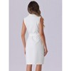 Allegra K Women's Sleeveless V Neck Notched Lapel Double Breasted Belted Work Office Dress - 4 of 4