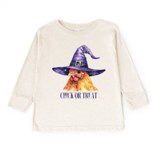 The Juniper Shop Chick Or Treat Watercolor Distressed Toddler Long Sleeve Tee - 1 of 4