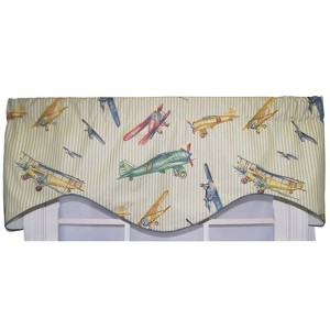 RLF Home Air Show Cornice 100% Cotton with Fully Lined 3" Rod Pocket Valnance for Windows 50" x 17" Antique - 1 of 4