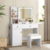 Vanity Desk with Mirror and LED Light, Makeup Vanity Desk with Drawers and Open Shelf and Storage Cabinet - 3 of 4