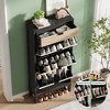 Garvee Shoe Storage Cabinet with 2/3/4 Flip Drawers,Farmhouse Fluted Shoe Organizer,Freestanding Hidden Slim Narrow Shoe Rack for Entryway,Foyer - 3 of 4