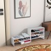 Tangkula 2-tier Stackable Shoe Rack 31" Width Organizer Shelf Set of 3 White/Tan - 2 of 4