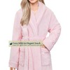 PAVILIA Women Plush Fleece Robe, Soft Textured Bathrobe, Lady Cozy Spa Long Robes, Fuzzy Satin Waffle Trim - 3 of 4