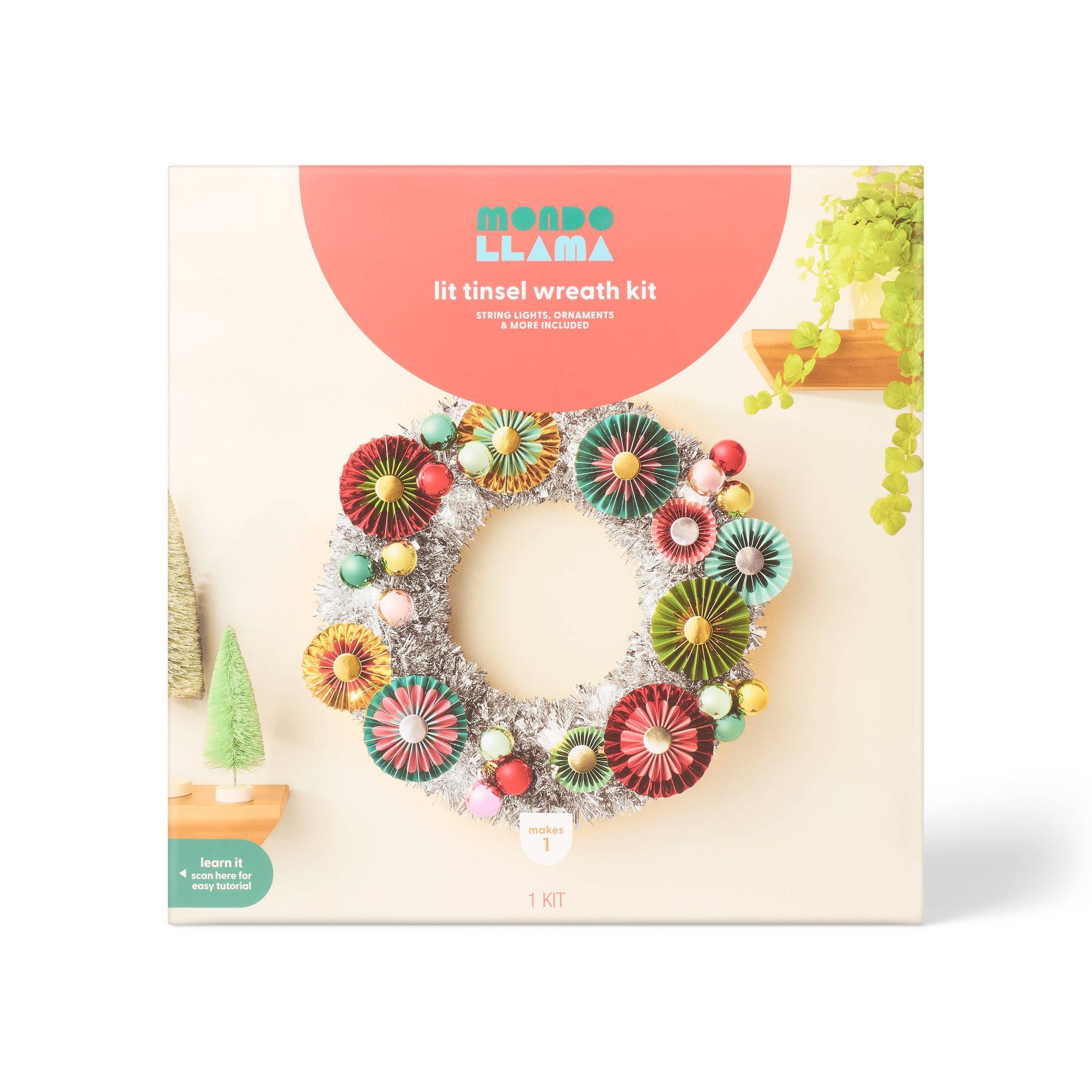 Christmas Craft Lit Tinsel Wreath Kit - Mondo Llama™
