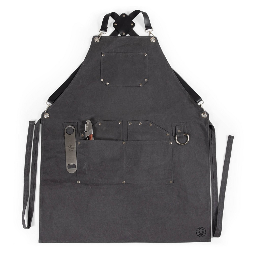 Photos - Barware 4pc Collins Waxed Canvas Mixologist Apron & Bar Tool Set: , Stainless Steel, BPA-Free - Picnic Time